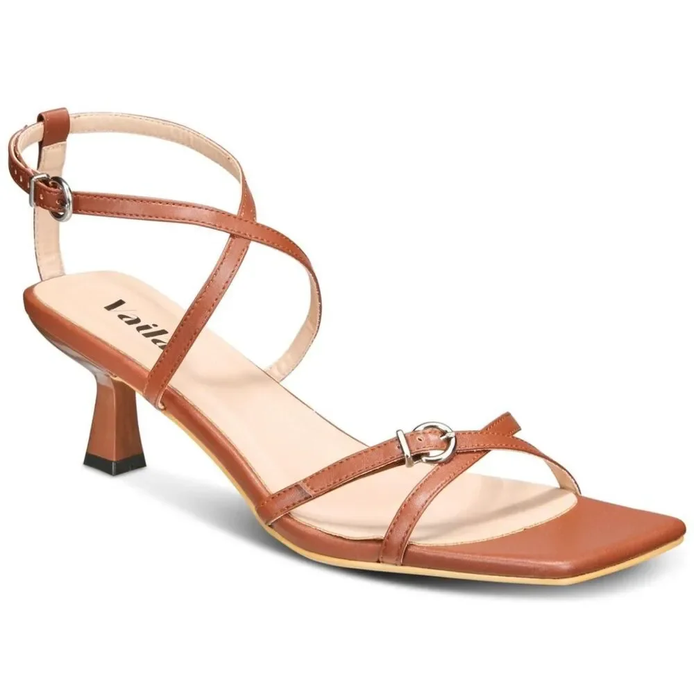 VAILA Women's Isabella Strappy Kitten-Heel Dress Sandals Brown 11US  PINK 10,13